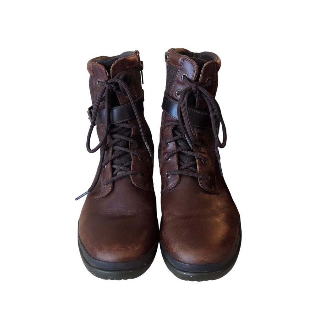 UGG Simmens Waterproof Leather Wool Combat Boots Brown Winter Heritage Size 9